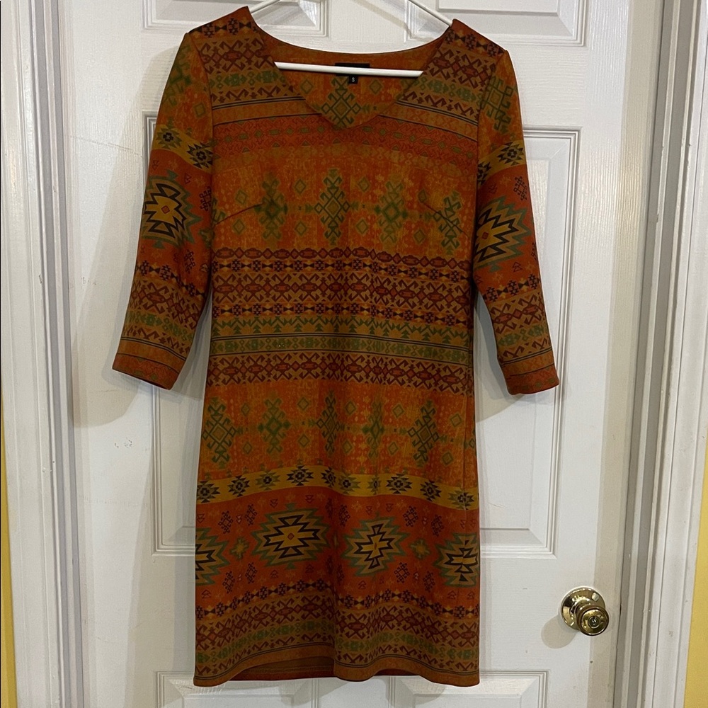 Anthropologie Dor Dor Couture Aztec Print Women’s Small Microsuede Sheath Dress